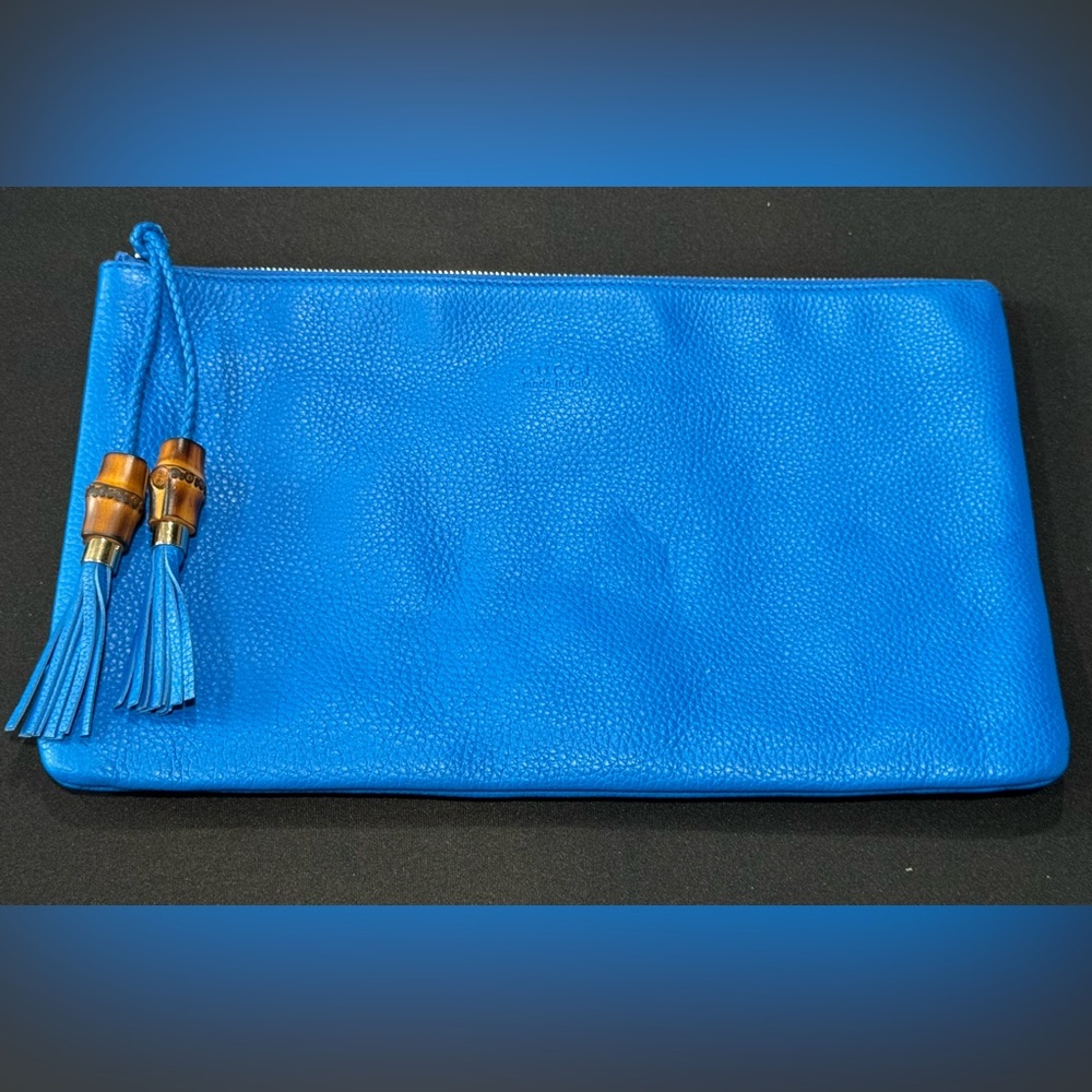 GUCCI 2016-2024 Calfskin Bamboo Tassel Clutch Bag